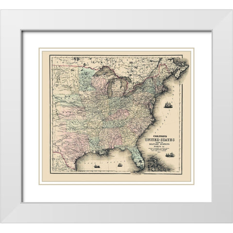United States Military Stations Forts - Colton White Modern Wood Framed Art Print with Double Matting by Colton