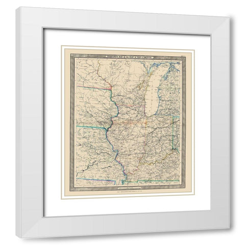 Seat of War in America - Stanford 1861 White Modern Wood Framed Art Print with Double Matting by Stanford