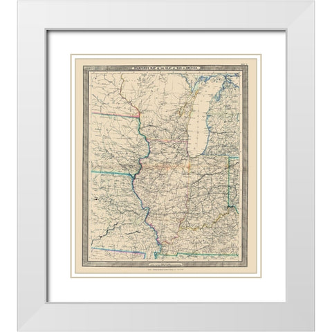 Seat of War in America - Stanford 1861 White Modern Wood Framed Art Print with Double Matting by Stanford