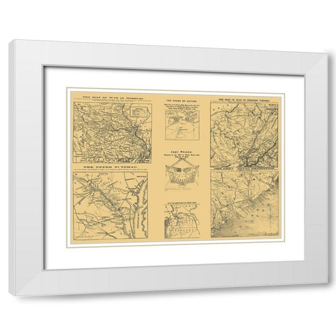 Seat of War Group 4 Views - Hall 1861 White Modern Wood Framed Art Print with Double Matting by Hall