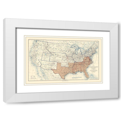 Geographical Divisions Departments December 1862 White Modern Wood Framed Art Print with Double Matting by Bien