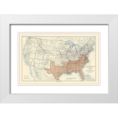 Geographical Divisions Departments December 1862 White Modern Wood Framed Art Print with Double Matting by Bien