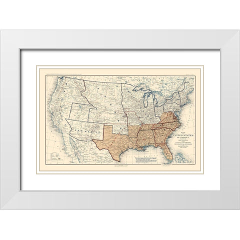 Geographical Divisions Departments June 1862 White Modern Wood Framed Art Print with Double Matting by Bien