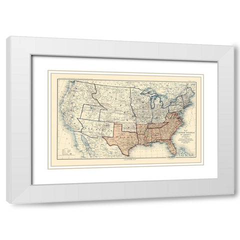 Geographical Divisions Departments December 1861 White Modern Wood Framed Art Print with Double Matting by Bien