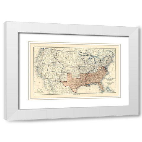 Geographical Divisions Departments June 1861 White Modern Wood Framed Art Print with Double Matting by Bien