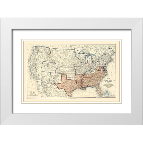 Geographical Divisions Departments June 1861 White Modern Wood Framed Art Print with Double Matting by Bien