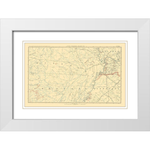 Parts of South Central United States - Bien 1895 White Modern Wood Framed Art Print with Double Matting by Bien