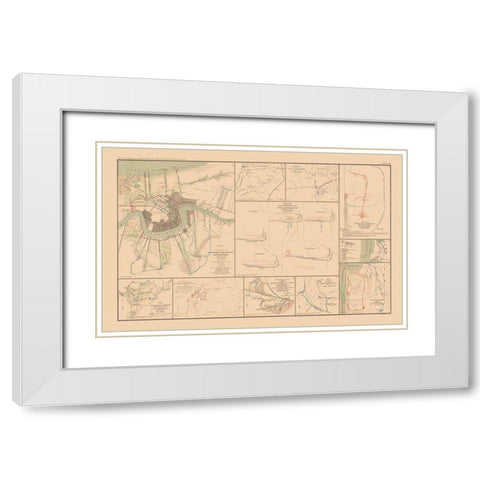 Approaches Forts 10 Views - Bien 1894 White Modern Wood Framed Art Print with Double Matting by Bien