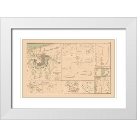 Approaches Forts 10 Views - Bien 1894 White Modern Wood Framed Art Print with Double Matting by Bien