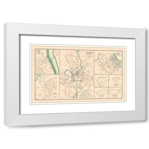 Defenses Forts 8 Views - Bien 1894 White Modern Wood Framed Art Print with Double Matting by Bien