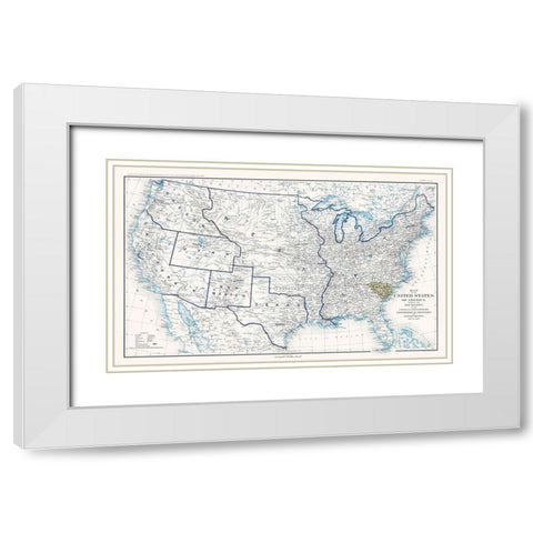 United States Boundaries of 1860 - Bien 1894 White Modern Wood Framed Art Print with Double Matting by Bien