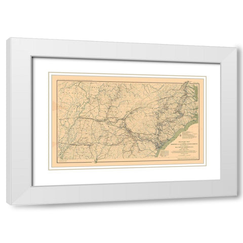 General Sherman Marches 1863 to 1865 - Bien 1894 White Modern Wood Framed Art Print with Double Matting by Bien