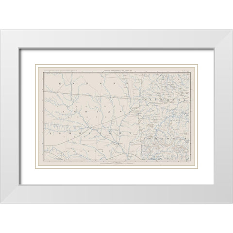 Kansas Missouri Arkansas - Bien 1894 White Modern Wood Framed Art Print with Double Matting by Bien