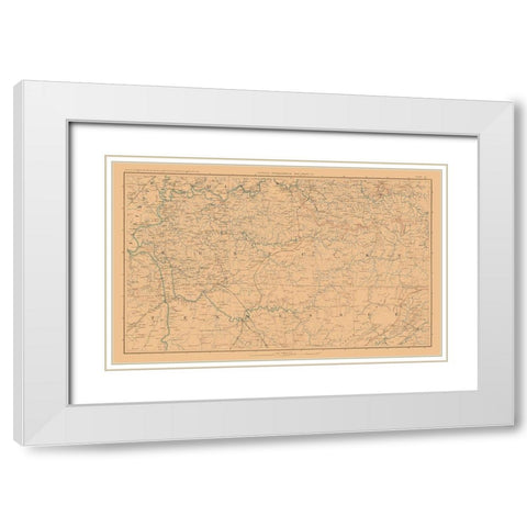 Illinois Indiana Tennessee Kentucky - Bien 1894 White Modern Wood Framed Art Print with Double Matting by Bien