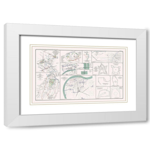 Key Forts Defenses of South - Bien 1894 White Modern Wood Framed Art Print with Double Matting by Bien