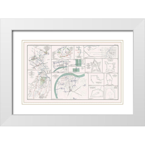 Key Forts Defenses of South - Bien 1894 White Modern Wood Framed Art Print with Double Matting by Bien