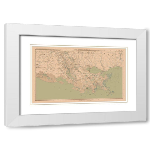 Louisianna Mississippi Theatre of War - Bien 1894 White Modern Wood Framed Art Print with Double Matting by Bien