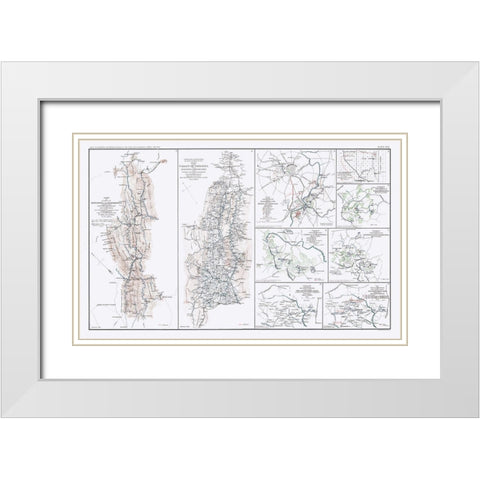 Major Battles Virginia Maryland - Bien 1894 White Modern Wood Framed Art Print with Double Matting by Bien