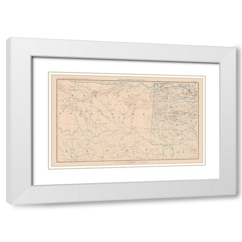 Indian Territory Texas Arkansas - Bien 1894 White Modern Wood Framed Art Print with Double Matting by Bien
