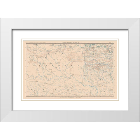 Indian Territory Texas Arkansas - Bien 1894 White Modern Wood Framed Art Print with Double Matting by Bien