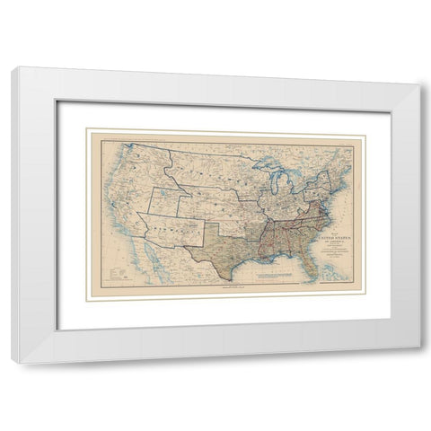 United States Union Confederation Lines 1862 White Modern Wood Framed Art Print with Double Matting by Bien
