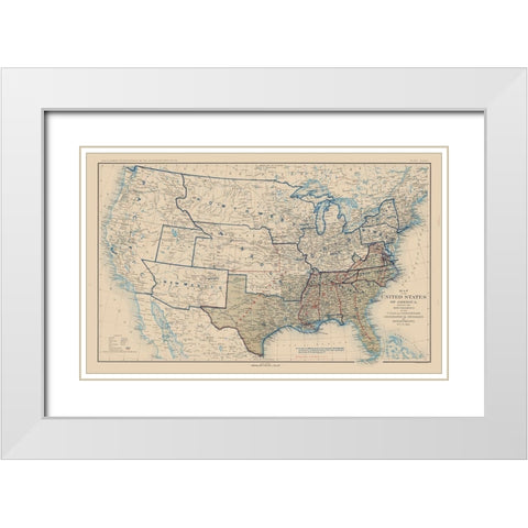 United States Union Confederation Lines 1862 White Modern Wood Framed Art Print with Double Matting by Bien