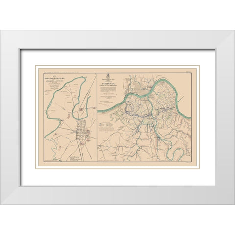 Approaches Defenses Kentucky Ohio - Bien 1894 White Modern Wood Framed Art Print with Double Matting by Bien