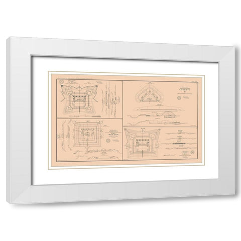 Rebel Lines Mobile Defenses 4 Views - Bien 1894 White Modern Wood Framed Art Print with Double Matting by Bien