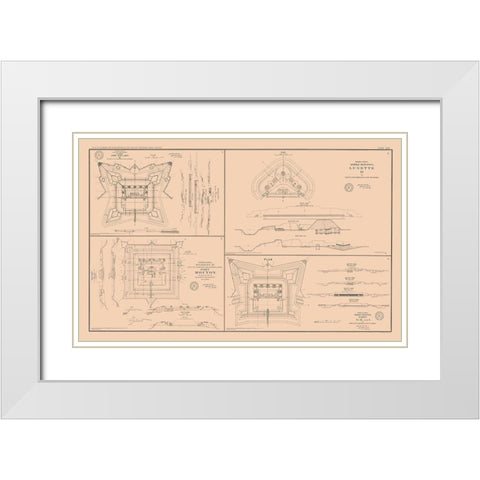 Rebel Lines Mobile Defenses 4 Views - Bien 1894 White Modern Wood Framed Art Print with Double Matting by Bien