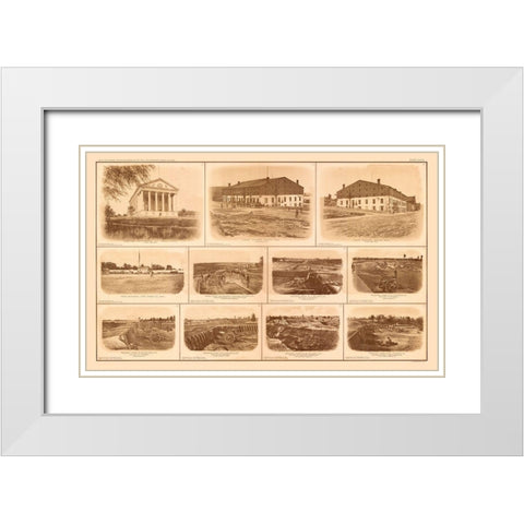 Rebel Federal Forts Georgia Virginia- Bien 1894 White Modern Wood Framed Art Print with Double Matting by Bien