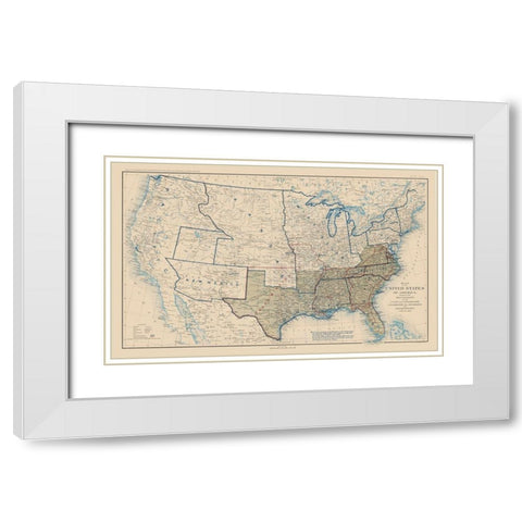 United States Confederation Lines 1862 - Bien 1894 White Modern Wood Framed Art Print with Double Matting by Bien