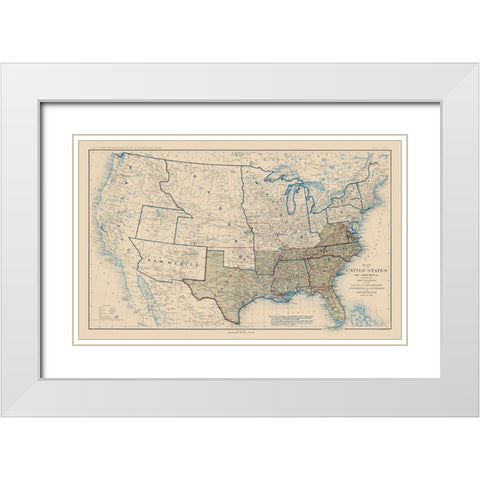 United States Confederation Lines 1862 - Bien 1894 White Modern Wood Framed Art Print with Double Matting by Bien