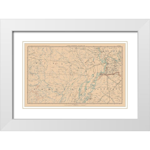 Missouri Arkansas Tennessee Illinois - Bien 1894 White Modern Wood Framed Art Print with Double Matting by Bien
