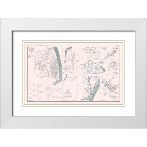 Rebel Defenses 9 Views Alabama Virginia Tennessee White Modern Wood Framed Art Print with Double Matting by Bien