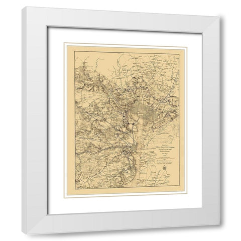 Civil War Virginia Forts Roads - US War Dept 1865 White Modern Wood Framed Art Print with Double Matting by USWD