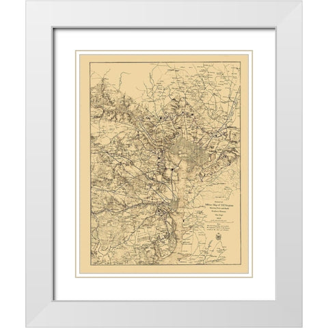 Civil War Virginia Forts Roads - US War Dept 1865 White Modern Wood Framed Art Print with Double Matting by USWD