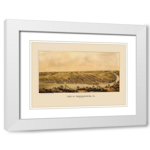 Fredericksburg Virginia Panoramic - Sachse 1862 White Modern Wood Framed Art Print with Double Matting by Sachse