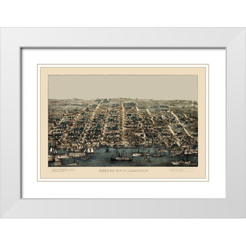 Alexandria Virginia Panoramic - Magnus 1863 White Modern Wood Framed Art Print with Double Matting by Magnus