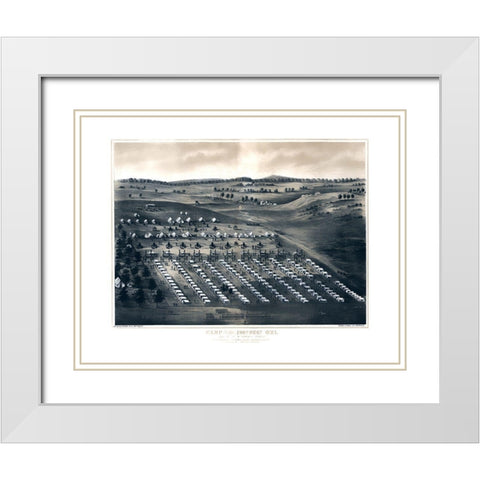 Camp of 196th Regiment - Schmidt 1860s White Modern Wood Framed Art Print with Double Matting by Schmidt
