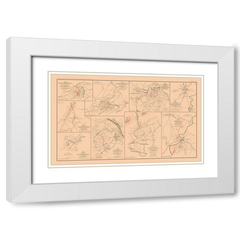 Battle Positions Virginia Maryland - Hotchkiss White Modern Wood Framed Art Print with Double Matting by Hotchkiss