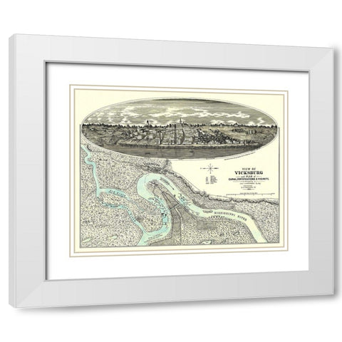 Vicksburg Mississippi with Vicinity White Modern Wood Framed Art Print with Double Matting by Wrotnowski