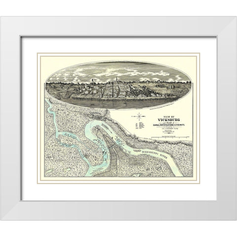 Vicksburg Mississippi with Vicinity White Modern Wood Framed Art Print with Double Matting by Wrotnowski