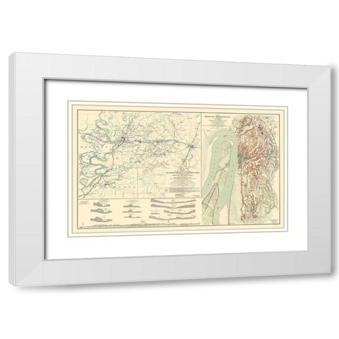 Seige of Vicksburg Mississippi 2 Views - Bien 1863 White Modern Wood Framed Art Print with Double Matting by Bien