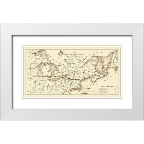 Gunboat Routes United States Canada - Sweet 1862 White Modern Wood Framed Art Print with Double Matting by Sweet