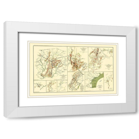Texas Virginia Pennsylvania Georgia Battle Routes White Modern Wood Framed Art Print with Double Matting by Hotchkiss
