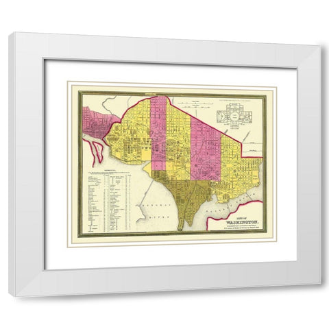 Washington D.C. Washington DC - Mitchell 1846 White Modern Wood Framed Art Print with Double Matting by Mitchell