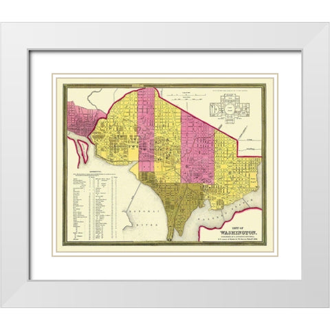 Washington D.C. Washington DC - Mitchell 1846 White Modern Wood Framed Art Print with Double Matting by Mitchell