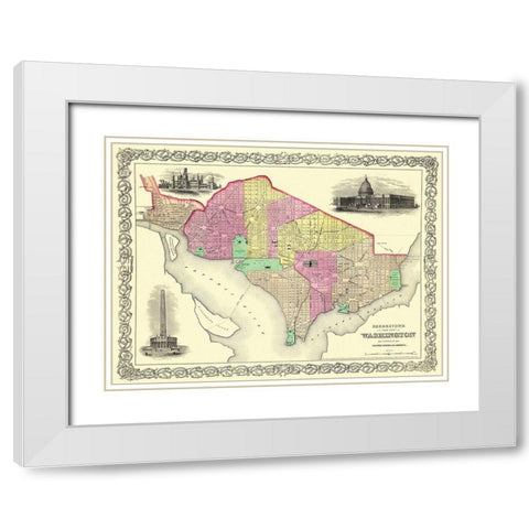 Washington D.C., Georgetown Washington DC White Modern Wood Framed Art Print with Double Matting by Colton