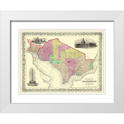 Washington D.C., Georgetown Washington DC White Modern Wood Framed Art Print with Double Matting by Colton