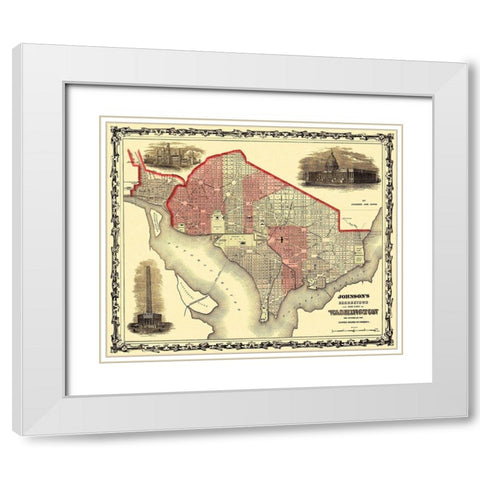 Georgetown Washington DC - Johnson 1862 White Modern Wood Framed Art Print with Double Matting by Johnson